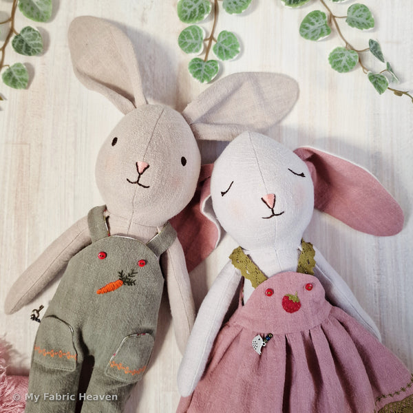 Bunny doll and clothes PDF sewing pattern tutorial