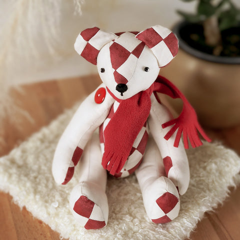 Patchwork Teddy, Memory Bear Sewing Pattern & Photo Tutorial