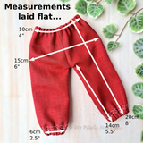 Doll's elasticated trousers PDF sewing pattern tutorial